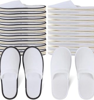 20 Pairs Disposable Slippers for Guests Hotel Slippers Spa Slippers Non-slip Washable House Slipper Bulk for Adult for Men and Women White